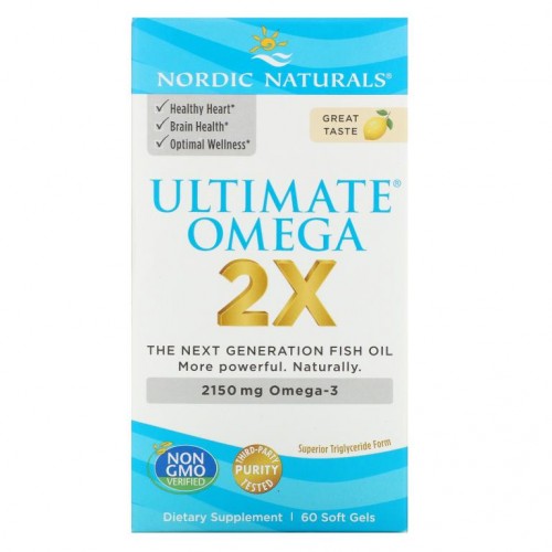 Nordic Naturals, Ultimate Omega 2X, 레몬 맛, 1,075mg, 소프트젤 60정