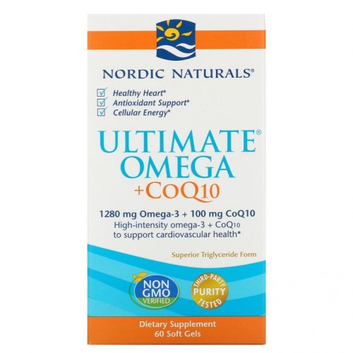 Nordic Naturals, Ultimate Omega + CoQ10, 640mg, 소프트젤 60정