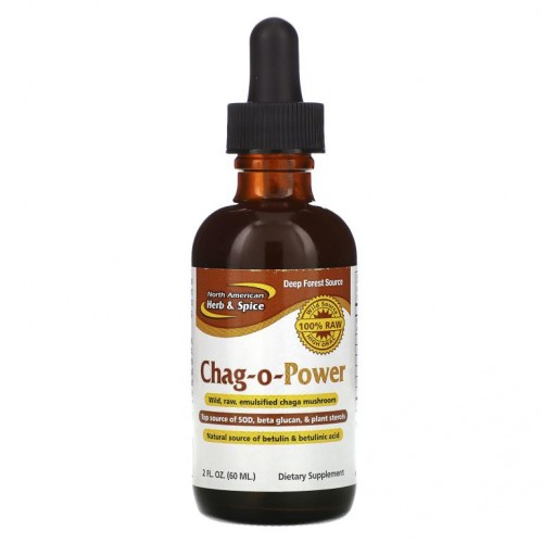 North American Herb & Spice, Chag-O-Power, 야생, 무가공 유화 차가버섯, 60ml(2fl oz)