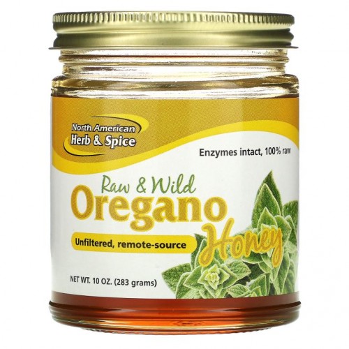 North American Herb & Spice, 무가공 및 야생 오레가노 꿀, 283g(10oz)