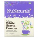NuNaturals, NuStevia, 백색 스테비아 분말, 100 봉지, 3.5 oz(100 g)