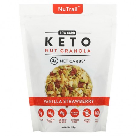 NuTrail, 케토 넛 그래놀라, 바닐라 스트로베리, 312g(11oz)