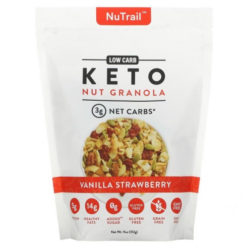 NuTrail, 케토 넛 그래놀라, 바닐라 스트로베리, 312g(11oz)