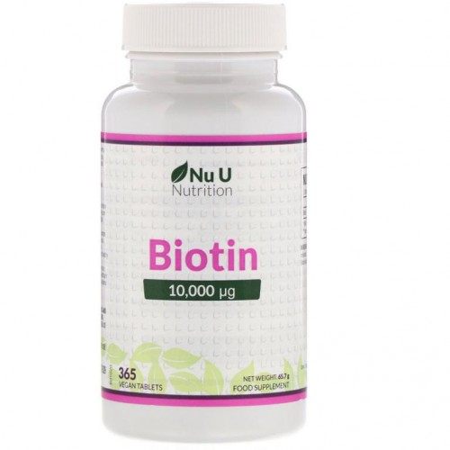 Nu U Nutrition, 비오틴, 10,000µp, 365 식물성 태블릿
