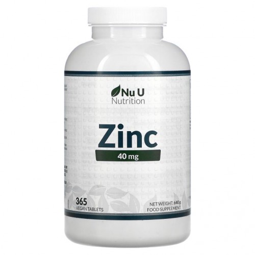 Nu U Nutrition, 아연, 40mg, 365 식물성 태블릿