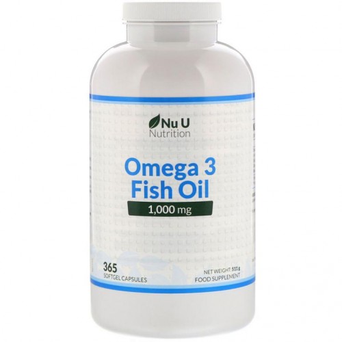Nu U Nutrition, 오메가3 피쉬 오일, 1,000mg, 소프트젤 캡슐 365정