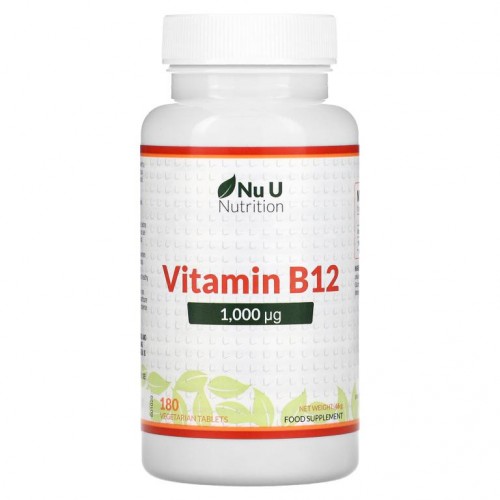 Nu U Nutrition, 비타민 B12, 1,000µg, 180 식물성 캡슐