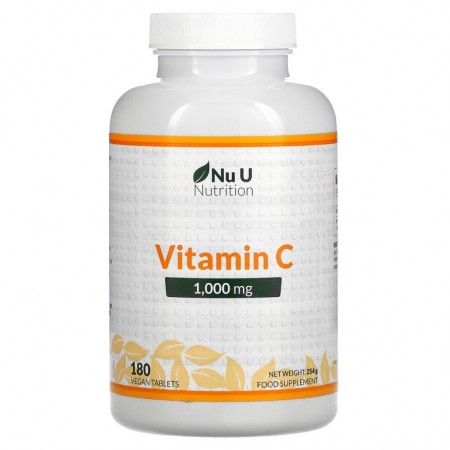 Nu U Nutrition, 비타민 C, 1,000mg, 180 식물성 캡슐