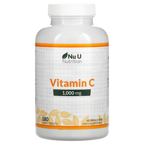Nu U Nutrition, 비타민 C, 1,000mg, 180 식물성 캡슐