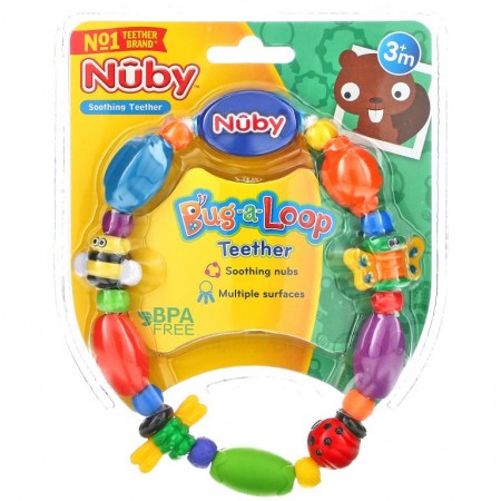 Nuby, Bug-a-Loop 티더, 3개월 이상, 티더 1개