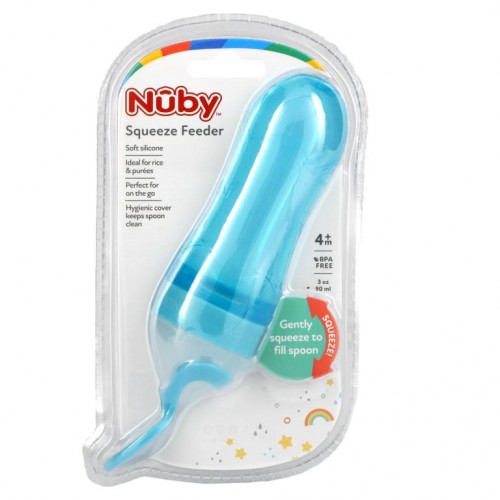 Nuby, Squeeze Feeder, 4+ Months, Blue, 3 oz (90 ml)