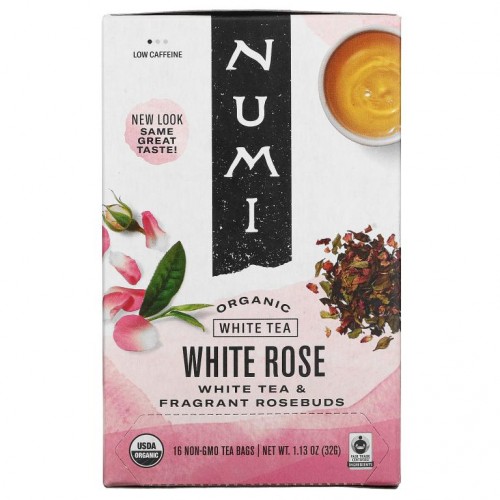 Numi Tea, 유기농 티, 화이트 티, 화이트 로즈, 티백 16개, 32g(1.13oz)