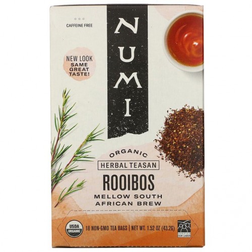 Numi Tea, 유기농 허브티, 루이보스, 카페인 무함유, 티백 18개, 43.2g(1.52oz)