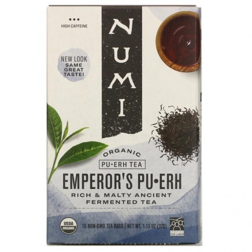 Numi Tea, 유기농 보이차, 황제의 보이차, 티백 16개, 32g(1.13oz)