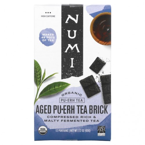 Numi Tea, 유기농 푸얼티, 숙성 푸얼티 브릭, 63g(2.2oz)
