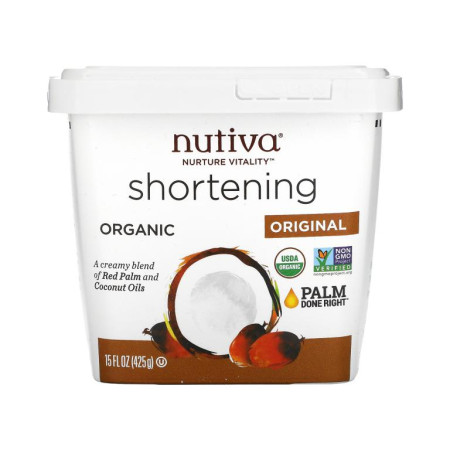 Nutiva, 유기농 쇼트닝, 오리지널, 레드팜 및 코코넛 오일, 15oz(425g)