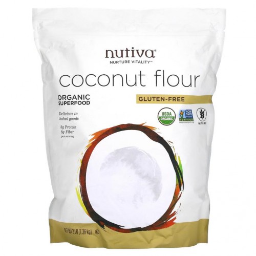 Nutiva, 유기농, 코코넛 가루, 글루텐 없음, 3 lb(1.36 kg)