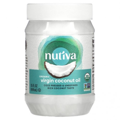 Nutiva, 유기농 코코넛 오일, 버진, 15 fl oz(444 ml)
