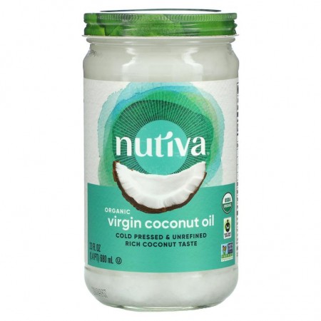 Nutiva, 유기농 코코넛 오일, 버진, 23 fl oz (680 ml)