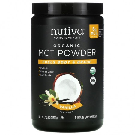 Nutiva, 유기농 중쇄중성지방 분말, 바닐라, 300g(10.6oz)