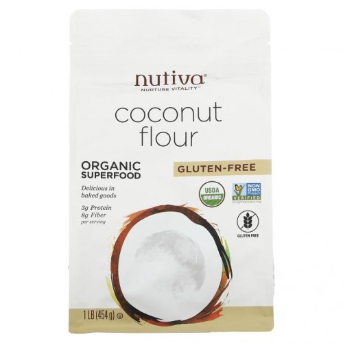 Nutiva, 유기농 코코넛 가루, 글루텐 없음, 454g(1lb)