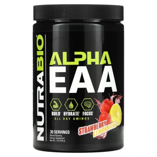 NutraBio Labs, 알파 EAA, 스트로베리 레몬 밤, 458g(1lb)