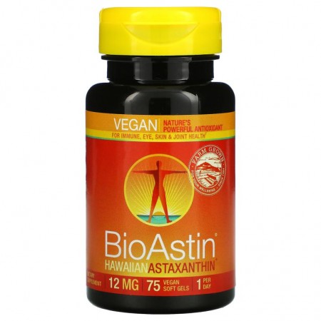 Nutrex Hawaii, BioAstin, 12mg, 비건 소프트젤 75정