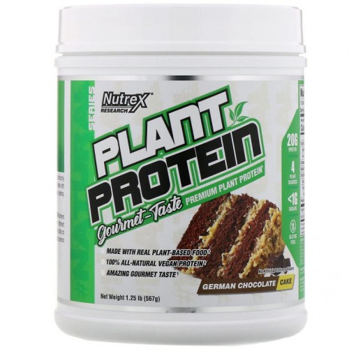 Nutrex Research, 네추럴 시리즈, 식물 단백질, 독일 초콜릿 케이크, 1.25 lb(567 g)