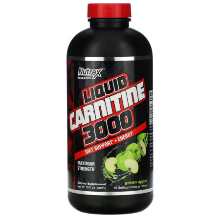 Nutrex Research, 블랙 시리즈, Liquid Carnitine 3000, 그린 애플 맛, 480ml(16fl oz)