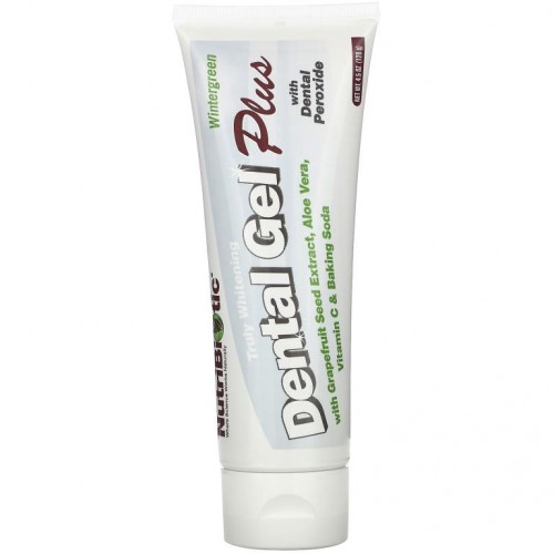 NutriBiotic, 덴탈 젤 플러스, 진정한 미백효과, 윈터그린, 128g(4.5oz)