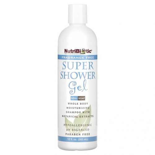 NutriBiotic, 슈퍼 샤워 겔, 향 없음, 비누 아님, 12 액량 온스 (355 ml)