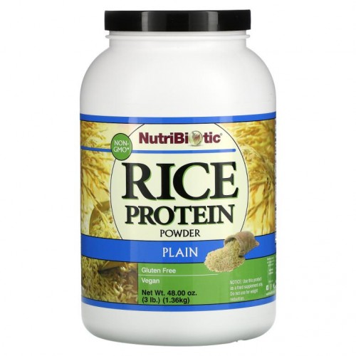 NutriBiotic, 무가공, 라이스 프로틴, 플레인, 1.36kg(3lbs)