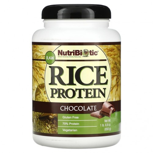 NutriBiotic, 무가공 라이스 프로틴, 초콜릿, 650g(1.43lbs)