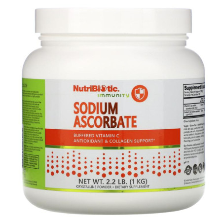 NutriBiotic, Immunity, 아스코르브산 나트륨, 결정질 분말, 1kg(2.2lb)