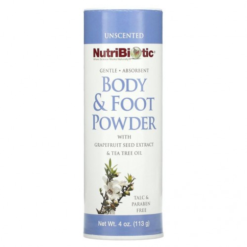 NutriBiotic, 자몽씨 추출물 & 티트리 오일이 첨가된 바디 & 풋 파우더, 무향, 113g(4 oz)