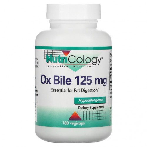 Nutricology, 황소 담즙, 125 mg, 180 식물성 캡슐