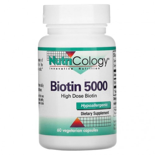 Nutricology, 비오틴(Biotin) 5000, 60 채식 캡슐