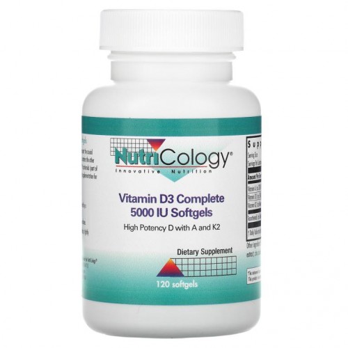 Nutricology, 비타민D3 컴플리트, 5,000IU, 소프트젤 120정