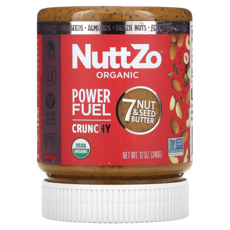 Nuttzo, 유기농, 파워 퓨얼, 7가지 견과류 및 씨앗 버터, 크런치, 340g(12oz)