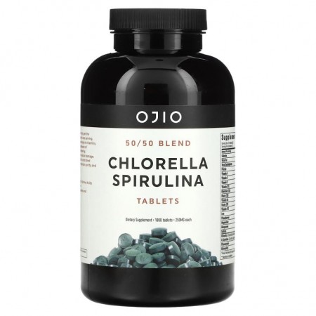 Ojio, 클로렐라 스피룰리나 정제, 50/50 혼합물, 250mg, 1,000정