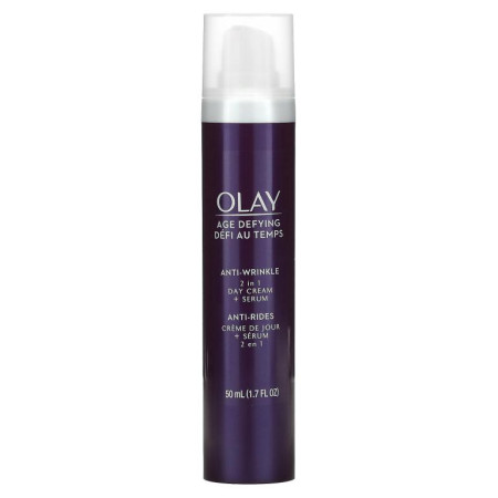Olay, 에이지 디파잉, 안티 링클, 투인원 데이 크림 + 세럼, 1.7oz(50ml)