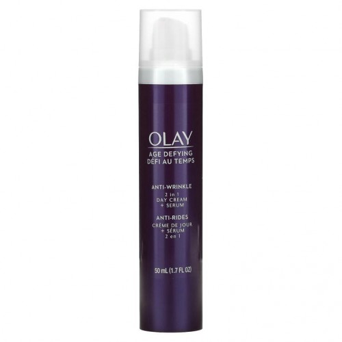 Olay, 에이지 디파잉, 안티 링클, 투인원 데이 크림 + 세럼, 1.7oz(50ml)