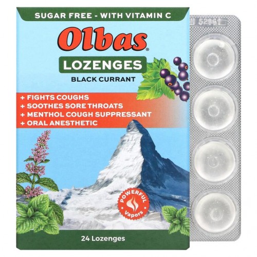 Olbas Therapeutic, 사탕 정제, 맥시멈 스트렝스, 설탕 무함유, 블랙커런트, 사탕 정제 24정