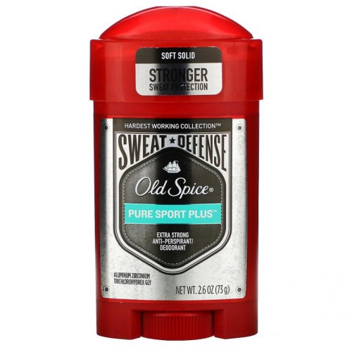 Old Spice, Pure Sport Plus, 초강력 땀 억제제/데오드란트, 부드러운 고체형, 73g(2.6oz)