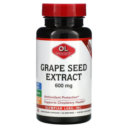 Olympian Labs, 포도씨 추출물, 맥시멈 스트렝스, 600mg, 60 식물성 캡슐