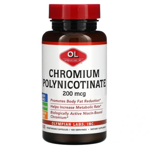 Olympian Labs, 크로뮴 폴리니코티네이트, 200mcg, 베지 캡슐 100정