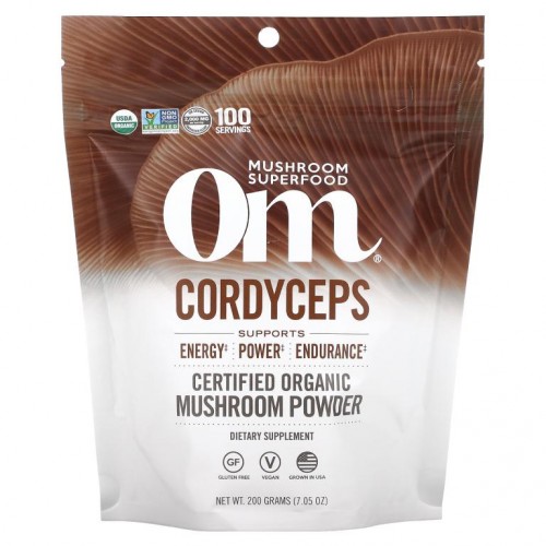 Om Mushrooms, 동충하초, 유기농 인증 버섯 분말, 200g(7.05oz)