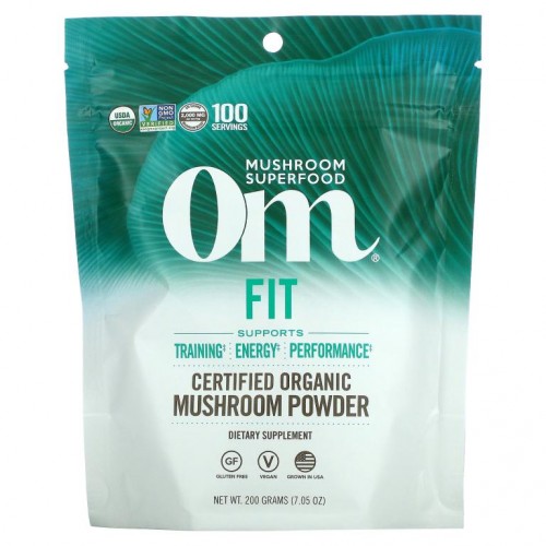 Om Mushrooms, 핏 버섯 분말 혼합물, 유기농 인증 버섯 분말, 200g(7.05oz)