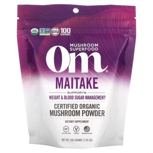 Om Mushrooms, 유기농 인증 버섯 분말, 잎새버섯, 200g(7.05oz)