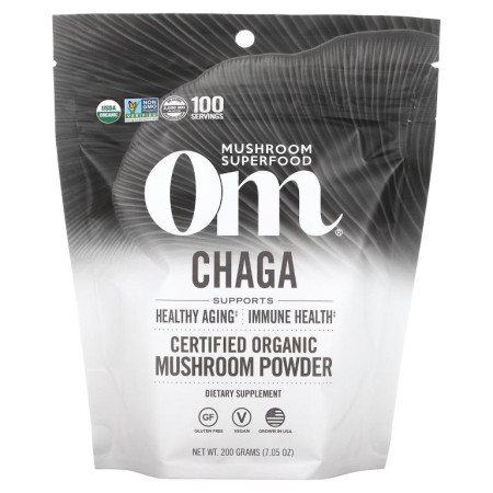 Om Mushrooms, 차가버섯, 유기농 인증 버섯 분말, 200g(7.05oz)